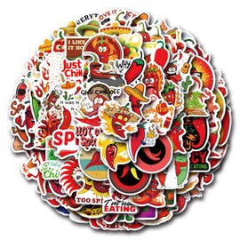 114 Pcs Colored Chili Stickers Waterproof Vegetable Sticker， Pepper Vinyl for Laptop Water Bottle Skateboard Luggage Scrapbook Bumper Car Bike Guitar Notebook, Cartoon Stickers for Kids Teens Adults
