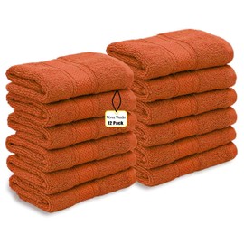 WovenWonder 12 X Cotton Face Cloth Towels 100% Egyptian Cotton -500GSM Super Soft Flannels Washcloths (30 x 30 cm) Fingertip Gym Towels Facial Cloths (Orange)