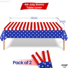 KatchOn, Plastic 4th of July Tablecloth - 108" x 54" | Disposable Fourth of July Tablecloth, 4th of July Table Decorations | Patriotic Tablecloth 4th of July Decorations | Independence Day Decorations