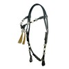 WeavingCraft Rolled Leather Western Headstall Bridle|Futurity Knot Browband|Natural Hair Tassels