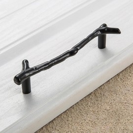 ZONADAH Set of 4 Door Handles Wardrobe Drawer Handles Matt Black Tree Branch Shape Cabinets Handles, Hole Distance 96mm Knobs for Drawer Cabinet Wardrobe Door Home Kitchen Bathroom