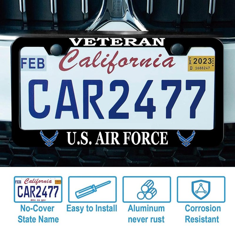 2 Pcs License Plate Frame for U.S. Air Force Veteran
