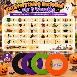 Halloween Wreath Craft for Kids - 8 Pack DIY Foam Rings
