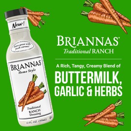 BRIANNAS - Home Style Classic Traditional Ranch Dressing - Fine Salad Dressing made with Premium Ingredients - Gluten Free and Kosher Salad Dressing - 12 oz. Bottles - 2 Pack