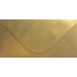 100 Pack DL Gold Envelopes Metallic Pearl 110mm x 220mm. Suitable for Greetings Cards, Birthday, Christmas, Letters, Vouchers, Tickets, Office/Business, Invitations and Everyday use.