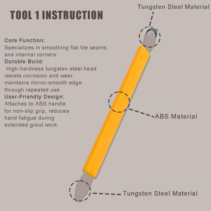 ChenShuo Sealant Finishing Tool Set,Stainless Steelhead Grout Residue Scraper,Caulk Finishing