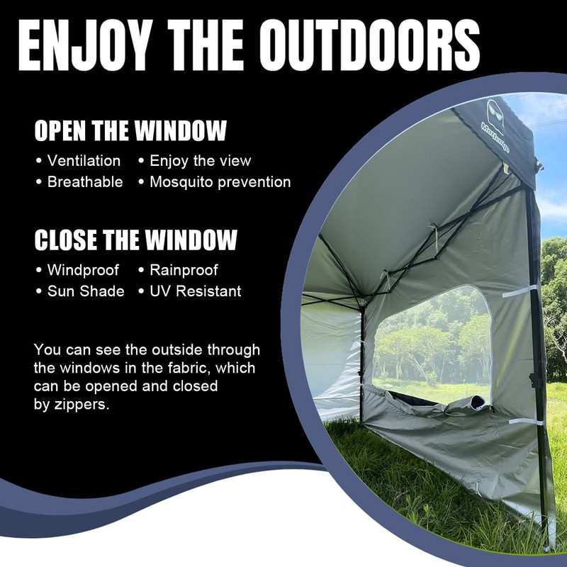 MordenApe Sunshade Sidewall with Mesh Window for 10x10 Pop Up