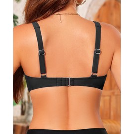 Women Underwire Bikini Top - Push Up Swim Top Only 2025 Padded Swimsuit Bra Bathing Suit Tops Black XL