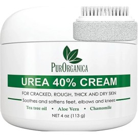 N/A Urea 40% Foot Cream With Pumice Stone & Brush 4oz, Crema Callosidades Pies Secos
