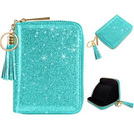 Coco Rossi Women's Small Credit Card Wallet RFID Glitter Cute Credit Card Holder Wallets for Women, A Tiffany Glitter, Small, Minimalist