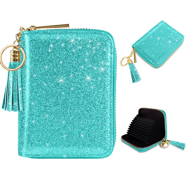 Coco Rossi Women's Small Credit Card Wallet RFID Glitter Cute