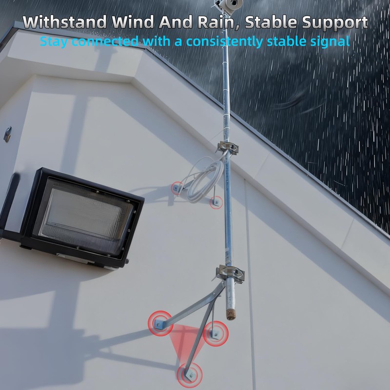 12" Heavy-Duty Antenna Mast, Antenna Wall Mount, Windproof Antenna Mounting