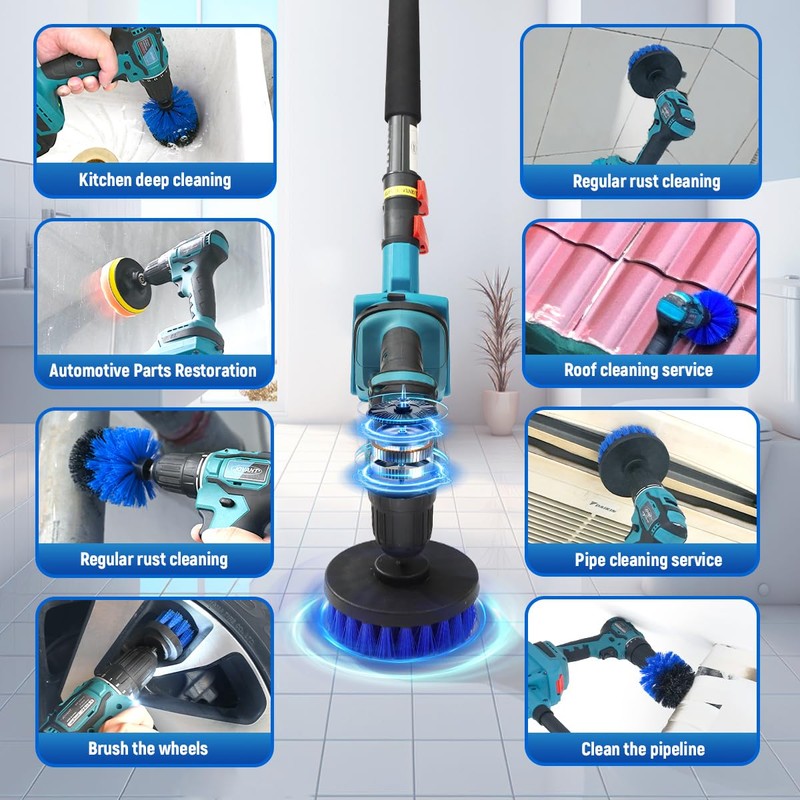 Cordless Power Drill Cleaning Tools Electric Spin Scrubber Extra Large