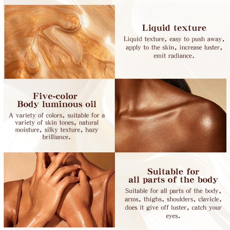 Shimmer Face And Body Oil,Silky Glow Body Glitter Cream Liquid