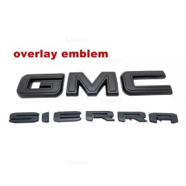 GMC Matte Front & Rear Emblem Overlay For 2019 - 2025 GMC Sierra 1500 2500HD 3500HD