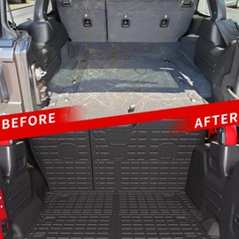 powoq Cargo Mat Compatible with 2018-2024 Jeep Wrangler JL Unlimited 4 Door Floor Mat Trunk Liner Replacement for Jeep Wrangler JL 4X4 Accessories (Fit 18-24 JL 4X4, Trunk Mat+Backrest Mat+Floor Mat)