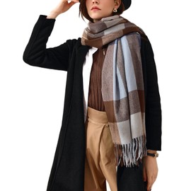 TOPLAZA Scarf Shawl Wrap for Women Plaid Tassel Cashmere Feel Warm Winter