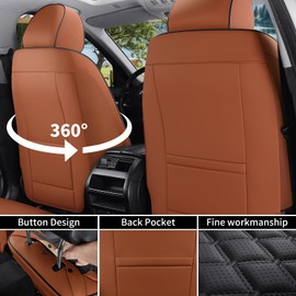 Sxikin Car Seat Covers, Luxury Faux Leather Waterproof Non-Slip Women Seat Protector Universal Fit for Most Cars SUVs Trucks Pick-ups,Car Interior Accessories-SQ19 (Brown Black-Full Set)