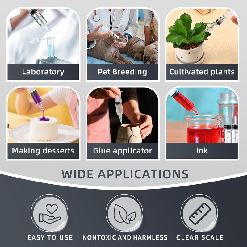 20 Pack 3ml Lab Syringes, Individually Wrapped, Precision Measuring Tools