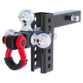 Ayleid Trailer Hitch Tri-Ball Mount with Hook&Pin&Rotatable Tow Shackle,Fits 2-in Receiver with 1-7/8-in,2-in,2-5/16-in Hitch Ball, Adjustable with Shackle
