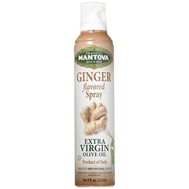 Mantova Ginger Flavored Extra Virgin Olive Oil Spray, heart-healthy cooking spray perfect for salads, pasta sauces, or grilling, 100% natural cooking oil made in Italy, olive oil dispenser bottle sprays, drips, or streams with no waste, 8 oz