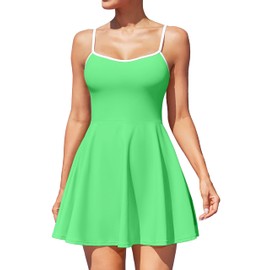 ATTRACO Tennis Outfits for Women with Pockets Golf Sports Dress Activewear Green Tennis Dress L