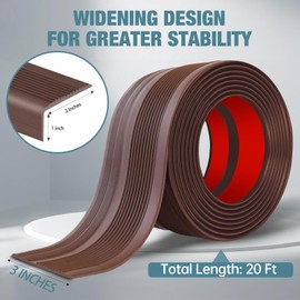 Moldeo de nariz de vinilo para escaleras de 7,6 cm, autoadhesivo, protector de borde de goma, antideslizante, tiras de goma para escaleras (20 pies, café)