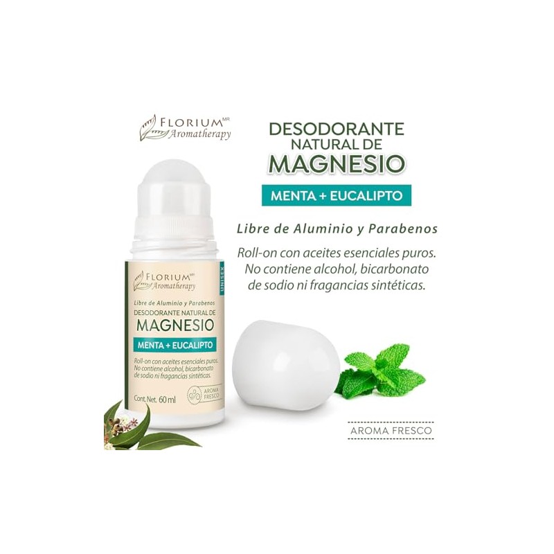 DESODORANTE NATURAL DE MAGNESIO CON ACEITES ESENCIALES PUROS DE MENTA