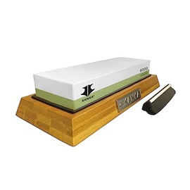 KANKA Professional Premium Whetstone - Knife Sharpening Stone 2 Side Grit, 1000/6000, Waterstone Knife Sharpener with Non Slip Bamboo Base and Angle Guide