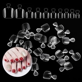 Annhua Toe Nails, Clear, Transparent, For Feet (10 Sizes, 500 Pieces), Plain, False Nails, Easy to Put On and Take Off, Waterproof, Strong, For Feet, Practice, Toe Nails, Lightweight Nails, Handmade Nails, For Legs, Mass Production, Clear, Beginners, Transparent Fake Nails