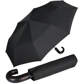 Doppler Men's Pocket Umbrella Fibre Magic Big Chester Open-Close Automatic, Plain black