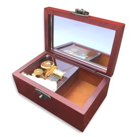 BinkeGG Play (Music Box Dancer) Brown Antiqued Lock Wooden Jewelry Box Music Box with Sankyo Musical Movement (65 Tunes Option)