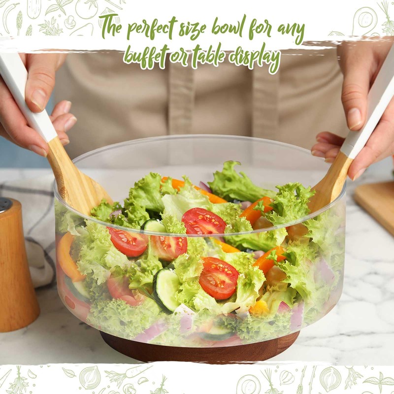 Domensi 2 Pcs Extra Large Glass Salad Bowl Set 125