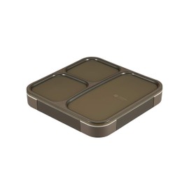 Foodman DSK Bento Box, Standing and Transporting, Thin Bento Box, 2.8 fl oz (800 ml), Antibacterial, Ash Brown, Juice Resistant, W Sealing, 4-Point Lock for Secure, Secure