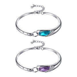 CVDYWDJIE Set of 2 Crystal Studded Diamond Bracelets, Simple Metal Bracelets, Elee Bracelets for Women, Adjustable Bracelets, Jewellery for Women