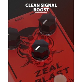 STRICH ZEAL BLAST Boost Guitar Pedal, Enhance Your Guitar Bass Sound with 2-Band Low/High Adjustment, True Bypass for Electric Guitar, Red and Black