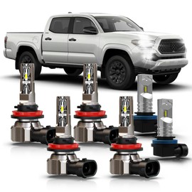 NINEO Fits for 2016-2023 Tacoma Fog Lights Combo Bulbs, 6500K White Plug-and-Play 300% Super Bright Bulbs, Pack of 6