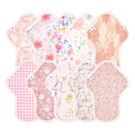 Cloth Napkins, NO 6, Organic Cotton, Set of 10, v09 pk, Pastel Pink, Pale Pink, Pure Floral