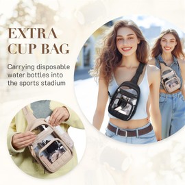 Missnine Clear Bag for Stadium Events Puffy Quilted Crossbody Purse PVC Sling Backpack for Sport Concert with Side Pocket