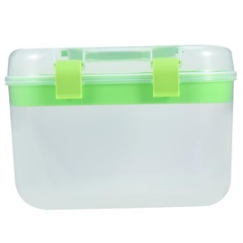 Healeved Portable Double Layer Cosmetics Storage Case Small Handle Organizer for Home Random Color Material for Makeup and Toiletries