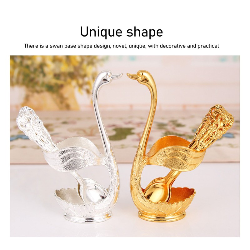 Swan Base Holder Forks Set Aluminum Silver Fashion Rustproof Decorative