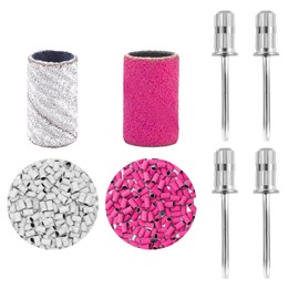 QIYUDA Sanding Bands, 100 Pcs 240 Grit White Nail Drill Bit, 100 Pcs 180 Grit Pink Extreme Fine Grit Sanding Band Mandrel Bits