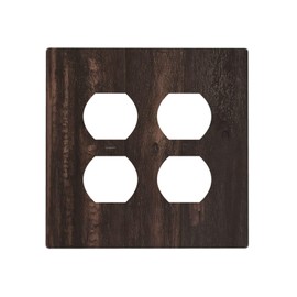 Yamxbfa Rustic Vintage Dark Brown Wood Grain Outlet Covers 2-Gang Duplex Light Switch Covers Decorative Gfci Wall Plate Covers Electrical Receptacle Switchplate Plug Faceplate for Bathroom Decor