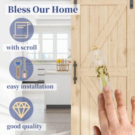 NICENEEDED Hand Painted Mezuzah, Tree of Life Enamel Mezuzah Plaque with Gold Accents and Crystal House Warming Blessing, Mezuzah Cases with Scroll for Decorating House