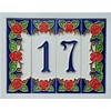 15cm x 4.8cm Hand-painted Italian Red Rose Ceramic House Numbers