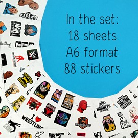 100Pcs Wrestling Stickers and Decals for Water Bottles, Wrestling Birthday Party Decorations, Wrestling Birthday Party Supplies, Wrestling Gifts for Teen Boys and Girls, Gifts for Wrestlers