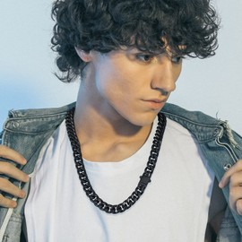 Richsteel Black Cuban Link Chain 20inch Mens Jewellery Neck Chains For Men