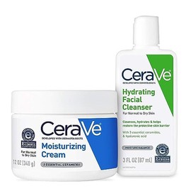 CeraVe Moisturizing Cream and Hydrating Face Wash Trial Combo  12oz Cream  3oz Travel Size Cleanser - Producto Original de Alta Calidad, Entrega Rápid