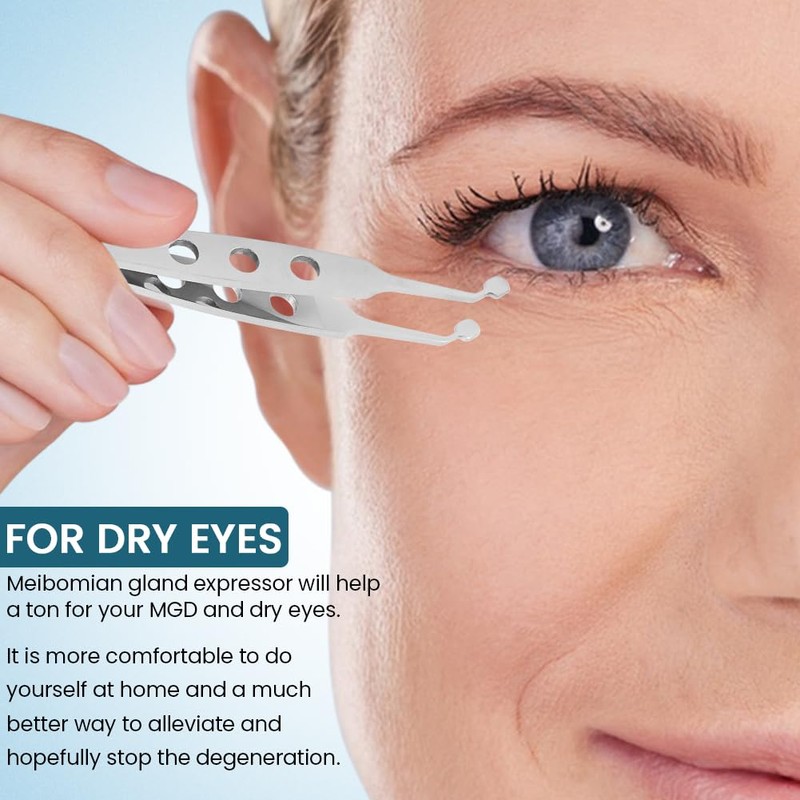 Meibomian Gland Expressor, Stainless Steel Eyelid Massage Tweezer with Positioning