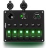 Nilight 6 Gang ON Off Rocker Switch Panel Green with